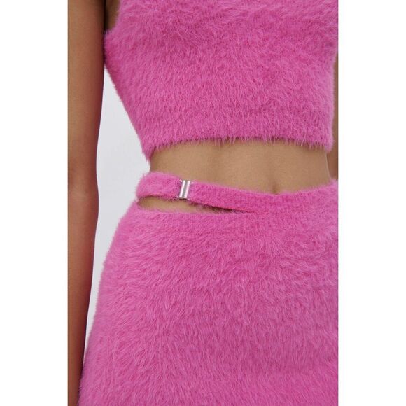 Jonathan Simkhai NWT Paytra Fuzzy Knit Skirt in Hot Pink Size L - Picture 4 of 9